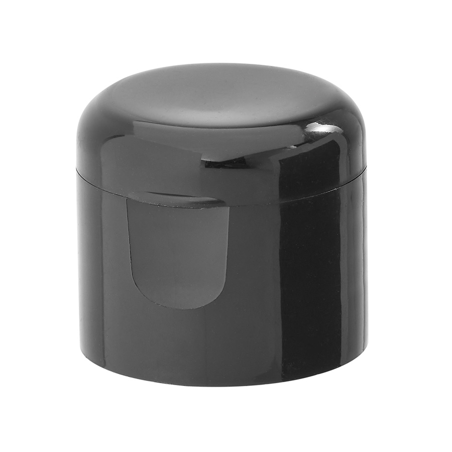 24mm/410 Black Smooth Flip Top Cap with Crab Claw Seal