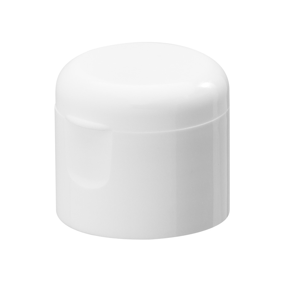24mm/410 White Smooth Flip Top Cap with Crab Claw Seal