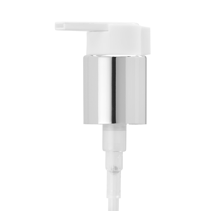 24mm/410 White Treatment Pump/Shiny Silver Overshell, Safety Clip