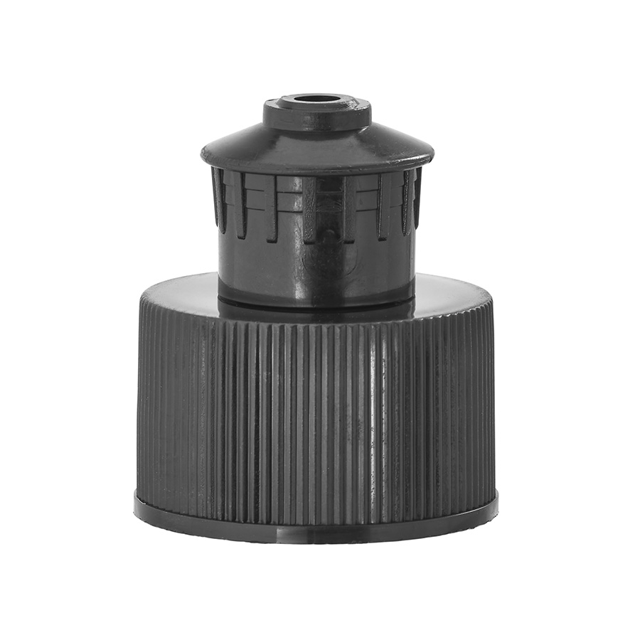 24mm/410 Black Ribbed Push Pull Cap with Bore Seal