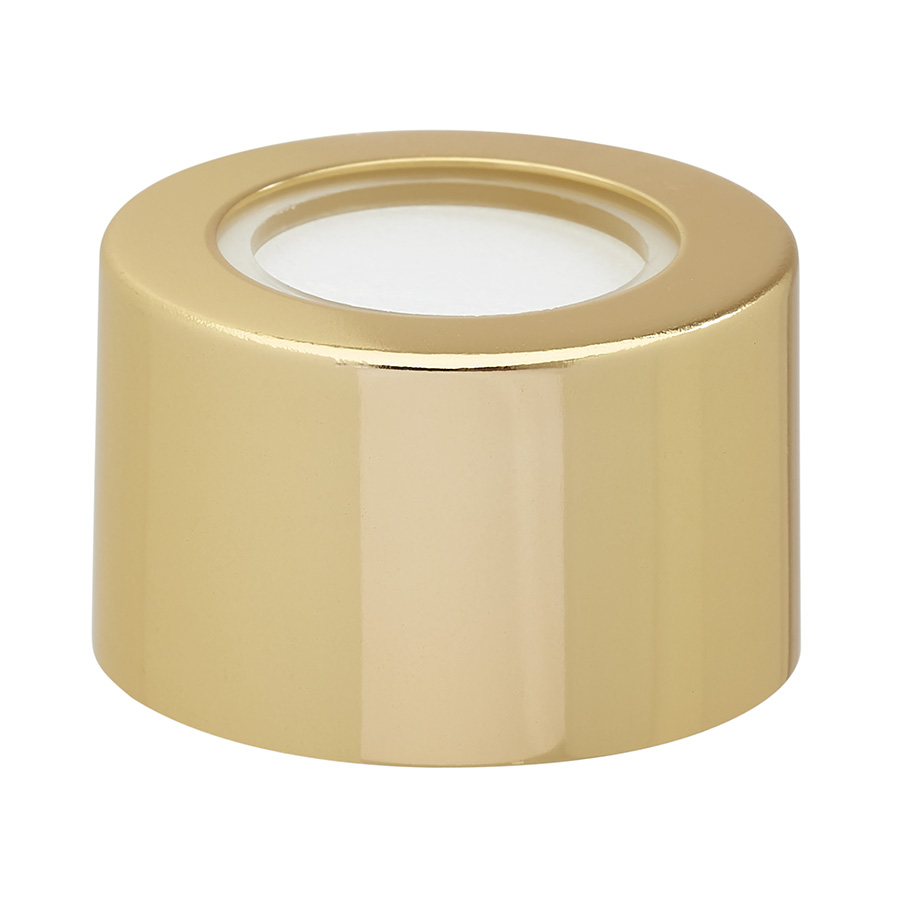28mm/410 Natural PP Pierced Cap with Shiny Gold Overshell and EPE Liner
