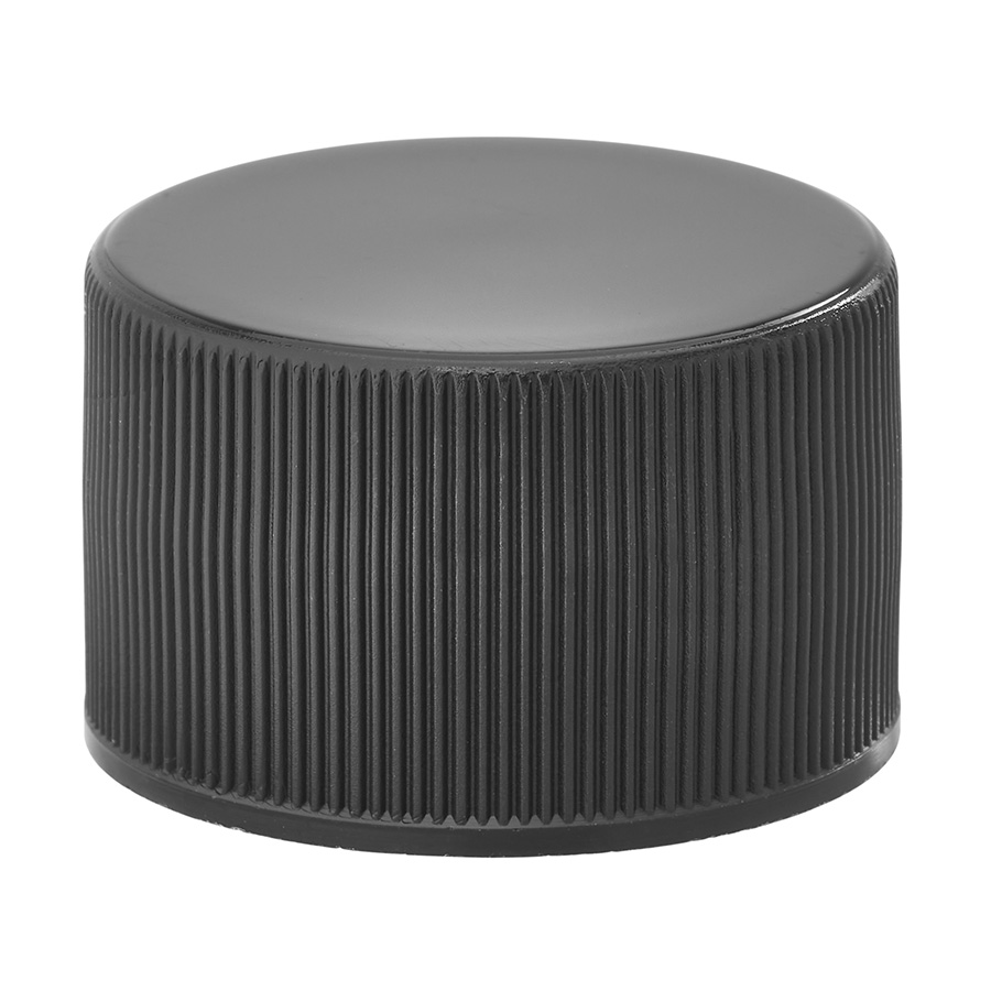 28mm/410 Black Ribbed PP Cap with EPE Liner