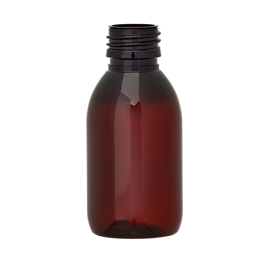 125ml Amber PET Alpha Bottle 28mm Neck
