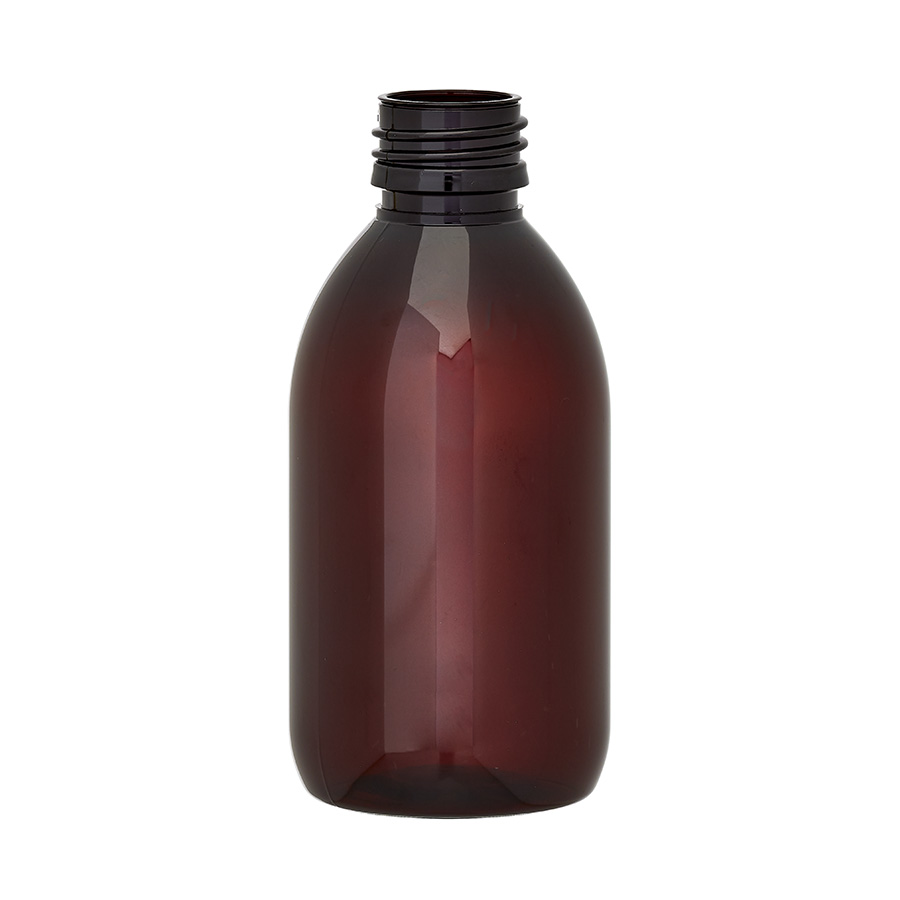 200ml Amber PET Alpha Bottle 28mm Neck