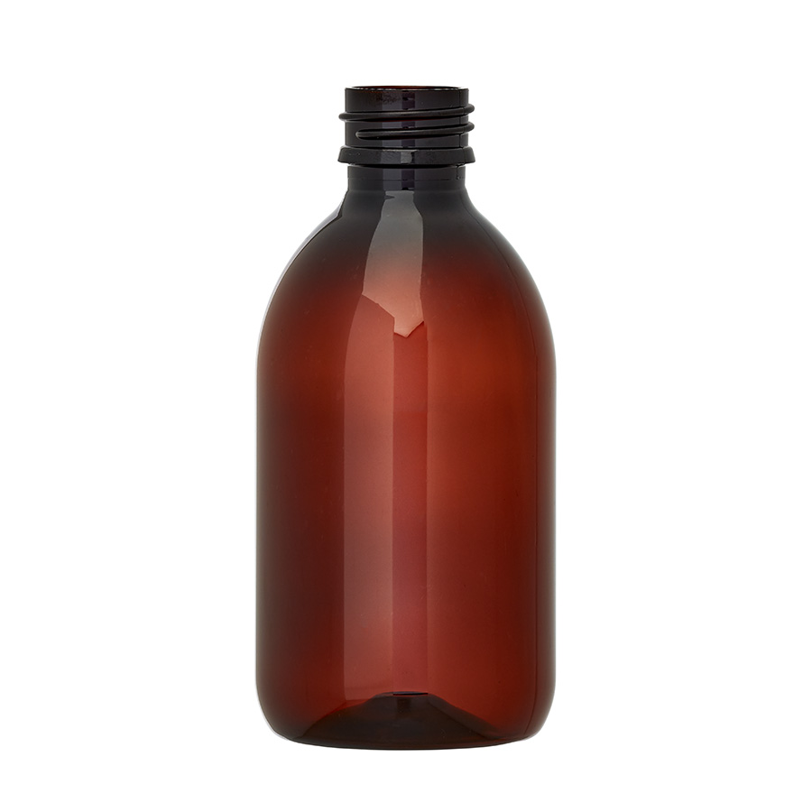 250ml Amber PET Alpha Bottle 28mm Neck