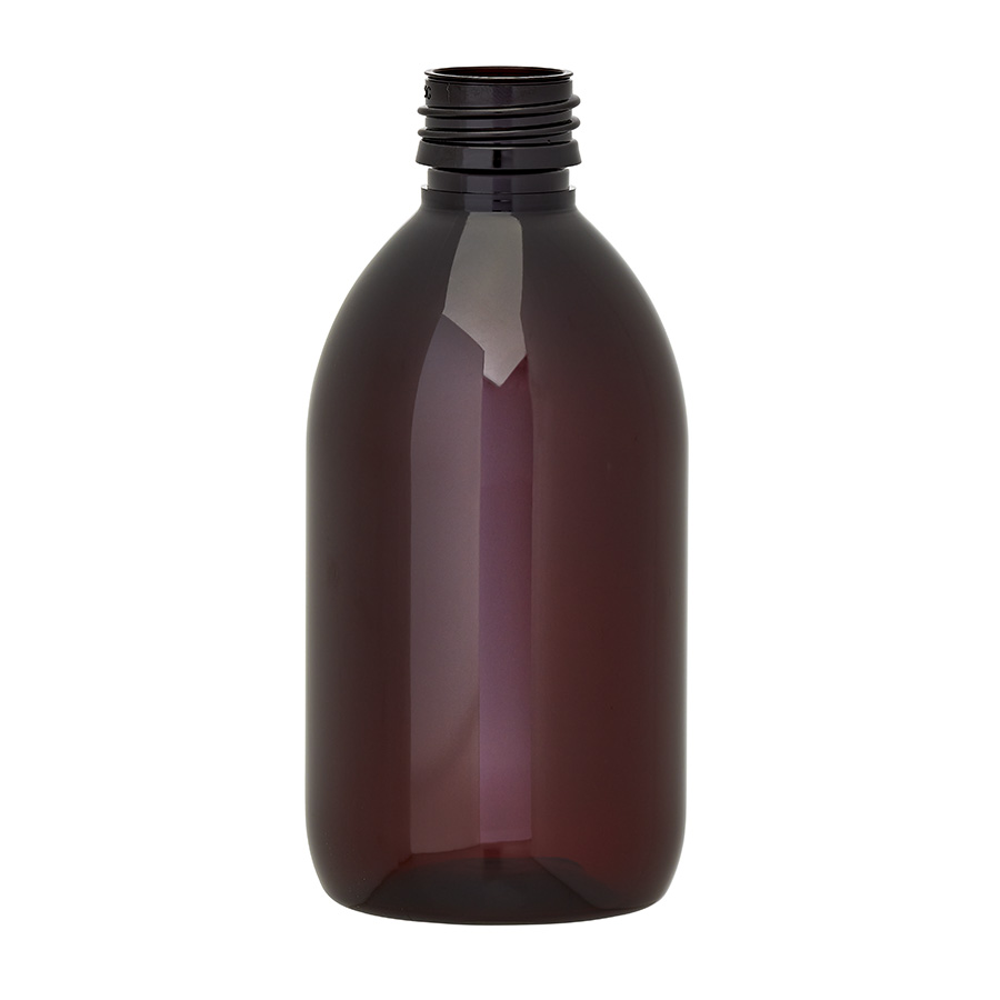 300ml Amber PET Alpha Bottle 28mm Neck