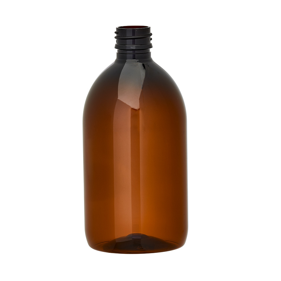 500ml Amber PET Alpha Bottle 28mm Neck
