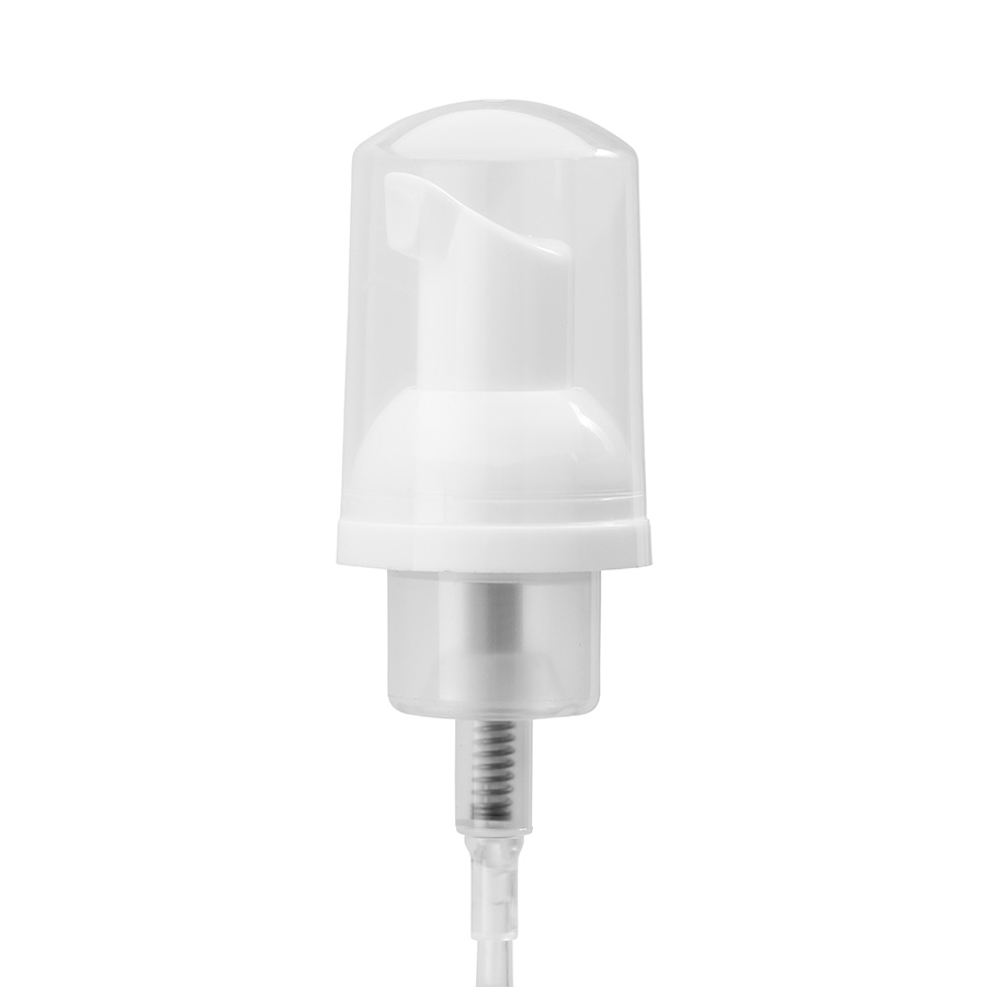 30mm White Smooth Mini Foamer with Clear PP Overcap, 0.4ml Output
