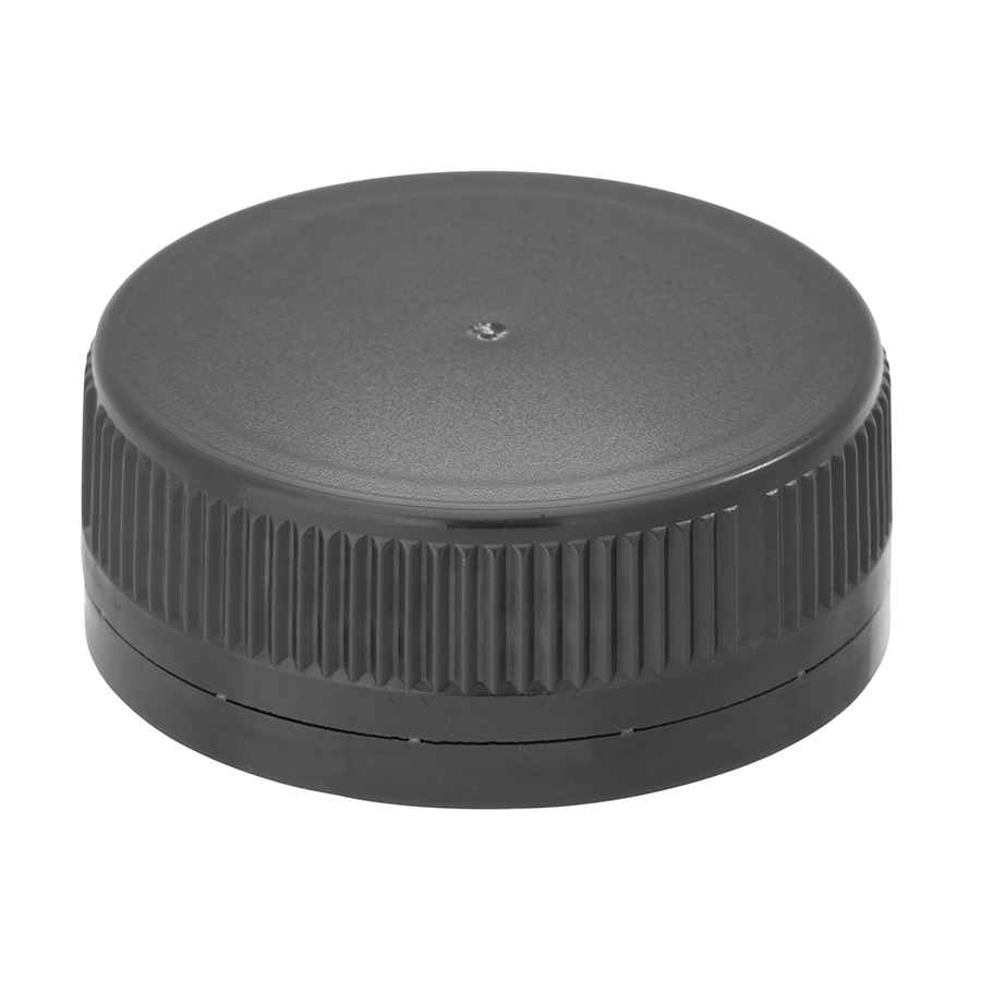 38mm Black Ribbed 3 Start Tamper Evident Cap with Bore Seal