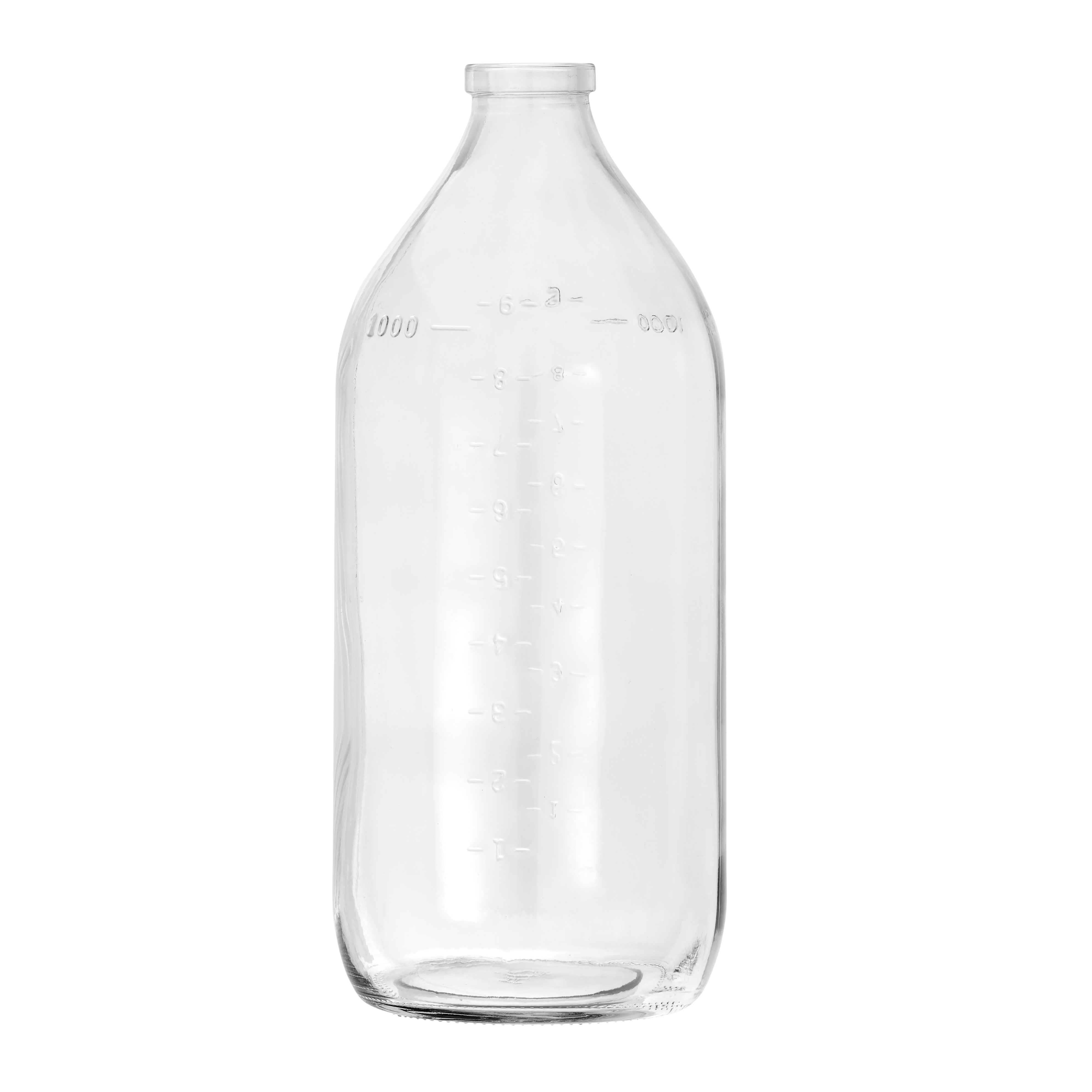 1000ml Clear Glass Type 2 DIN Bottle with 32mm Crimp Neck - Graduated