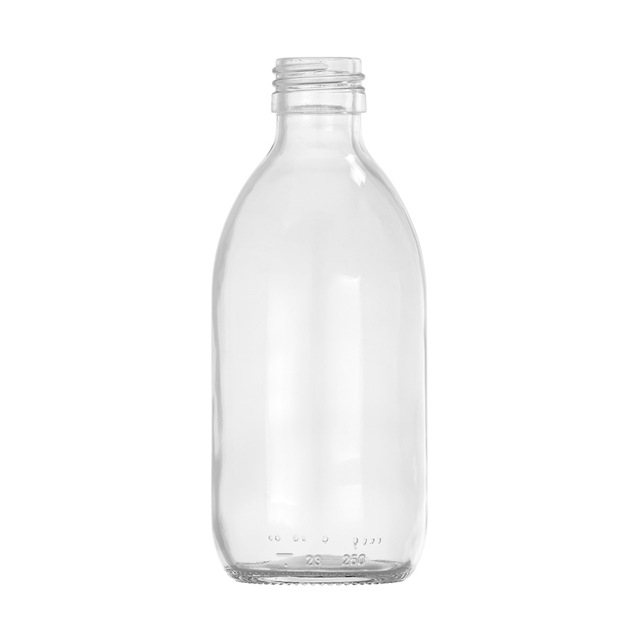 250ml Clear Glass Alpha Bottle 28mm Neck