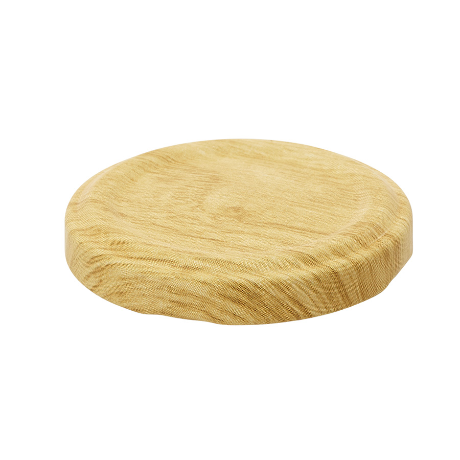 48mm Matt Wood decor Tin plate Twist off  Cap with button and BLUESEAL