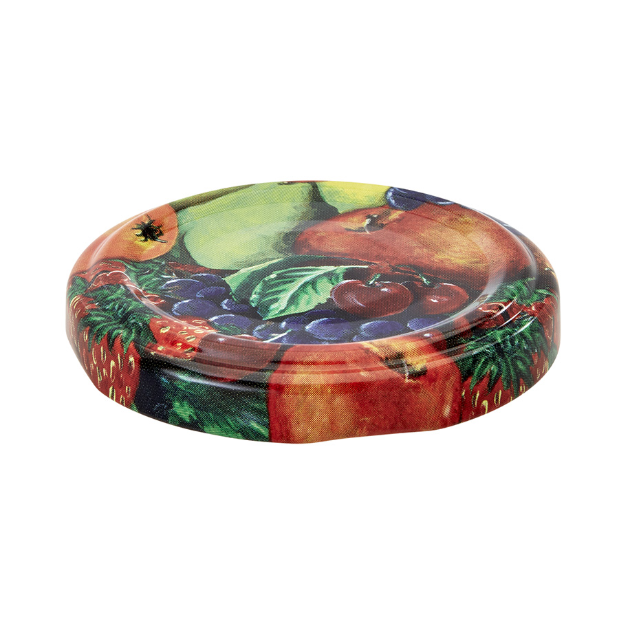 53mm Fruit decor Tin plate Twist off Cap with button