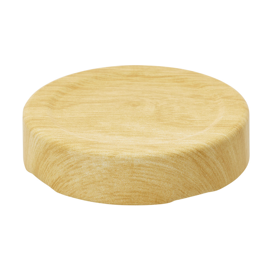 58mm Matt Wood decor Deep Tin plate Twist off Cap with button and BLUESEAL