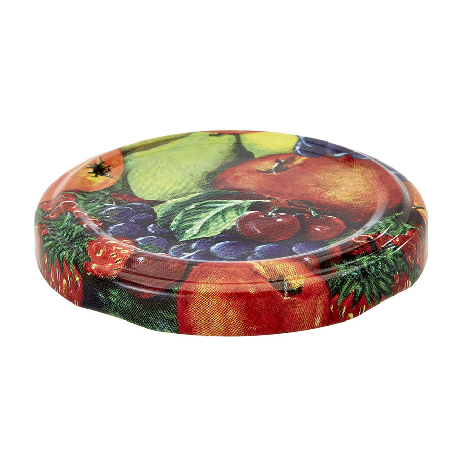 58mm Fruit decor Tin plate Twist off Cap with button