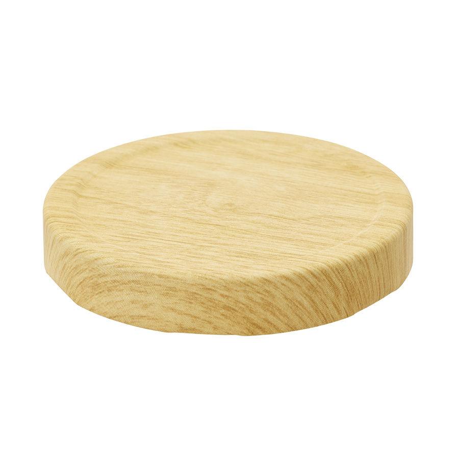 82mm Matt wood decor Deep Tin plate Twist off  Cap with button and BLUESEAL