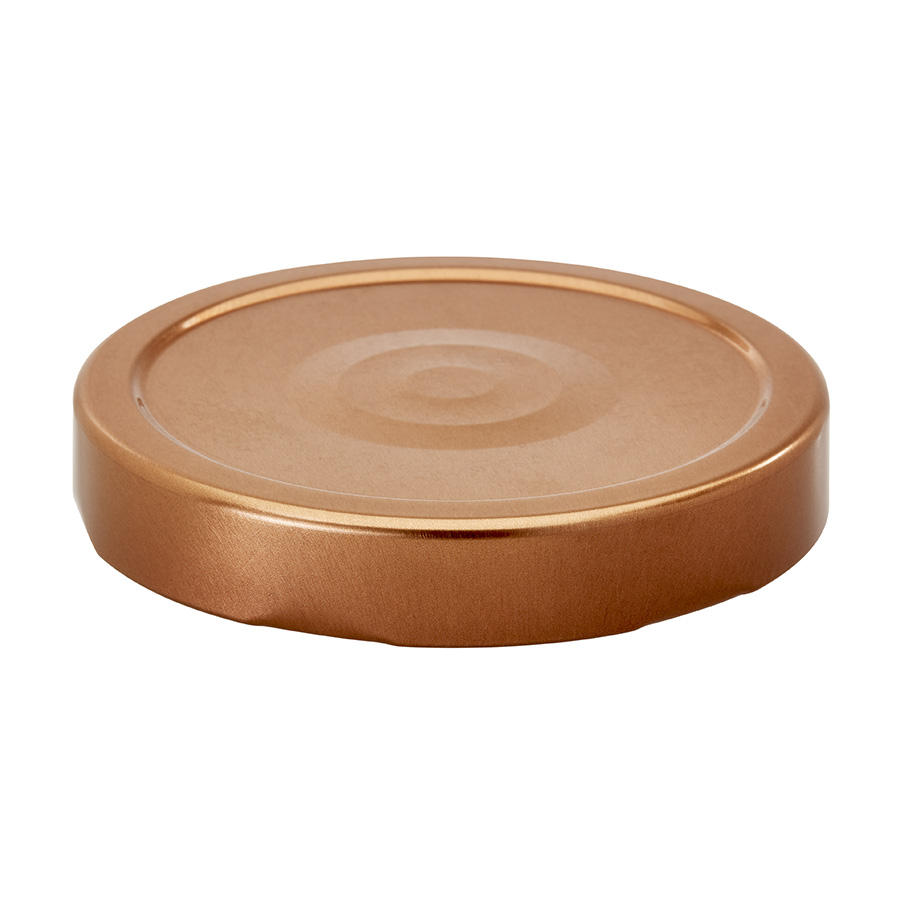 82mm Copper Deep Tin plate Twist off ster. Cap with button and BLUESEAL