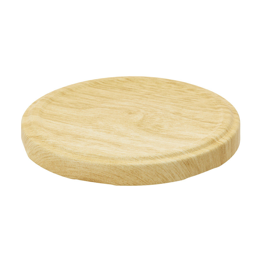 82mm Matt Wood decor Tin plate Twist off Cap with button and BLUESEAL
