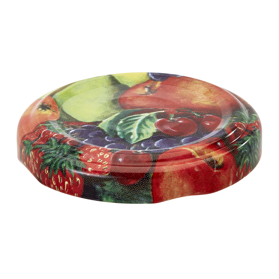 48mm Fruit decor Tin plate Twist off Cap with button