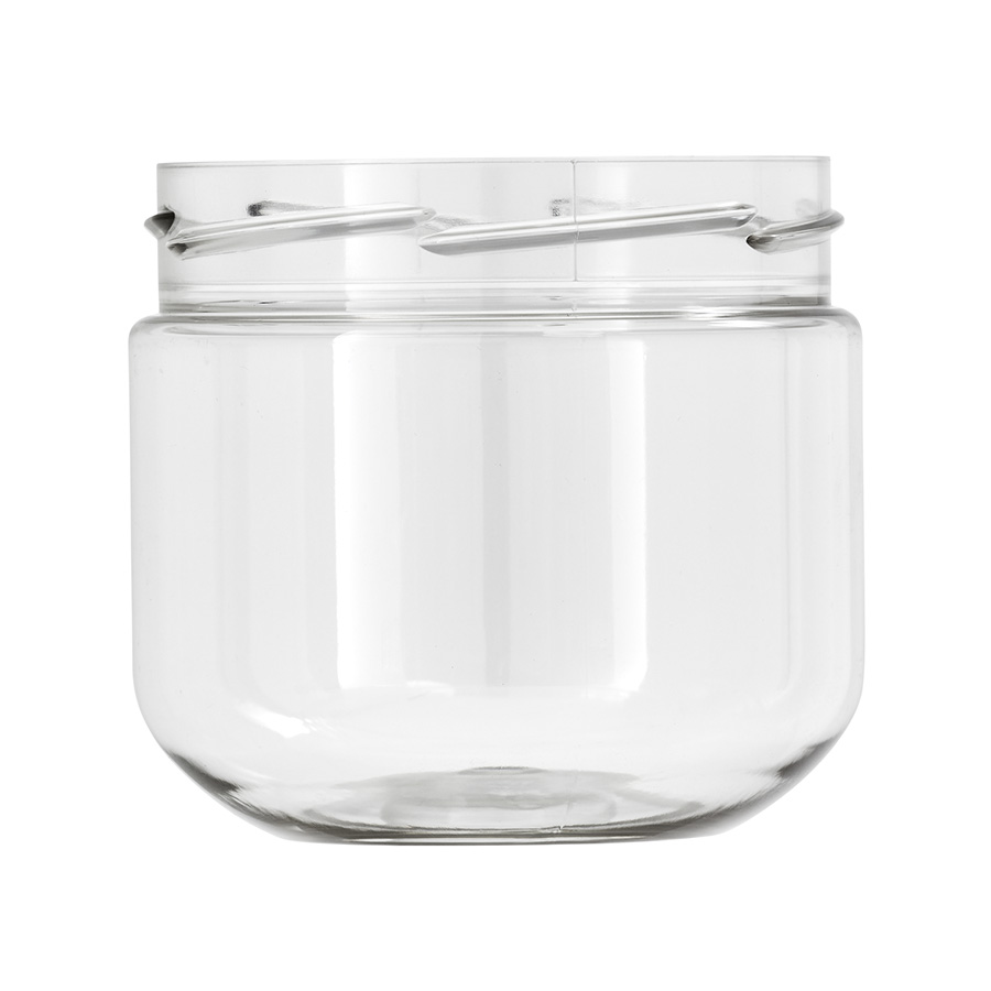 300ml Clear PET Squat Round Jar with 82mm Twist Off Neck