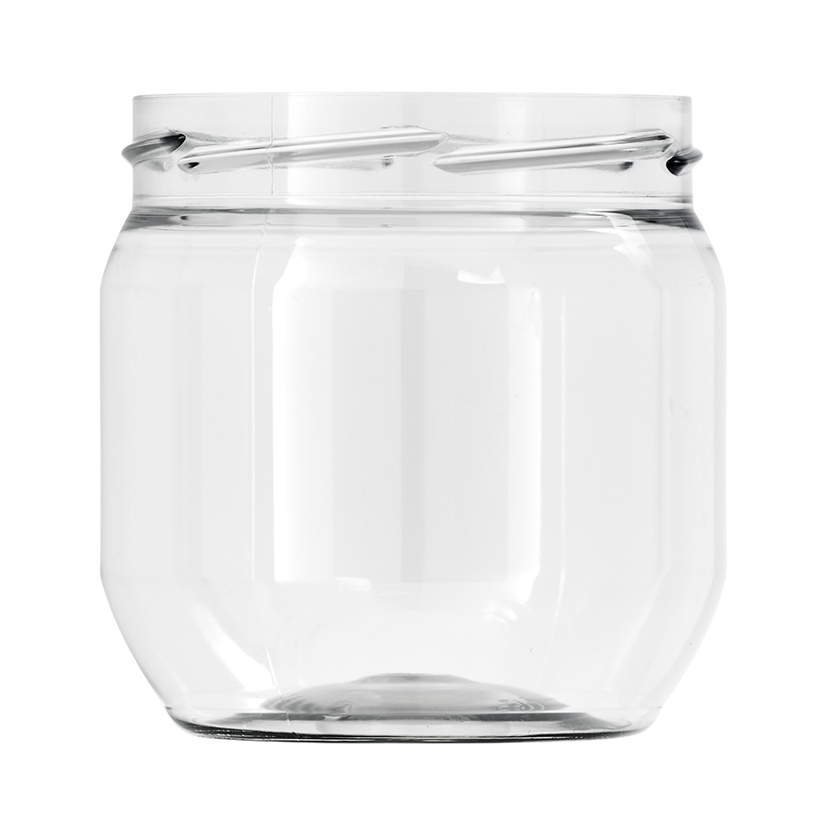 450ml Clear PET Round Jar with 82mm Twist Off Neck