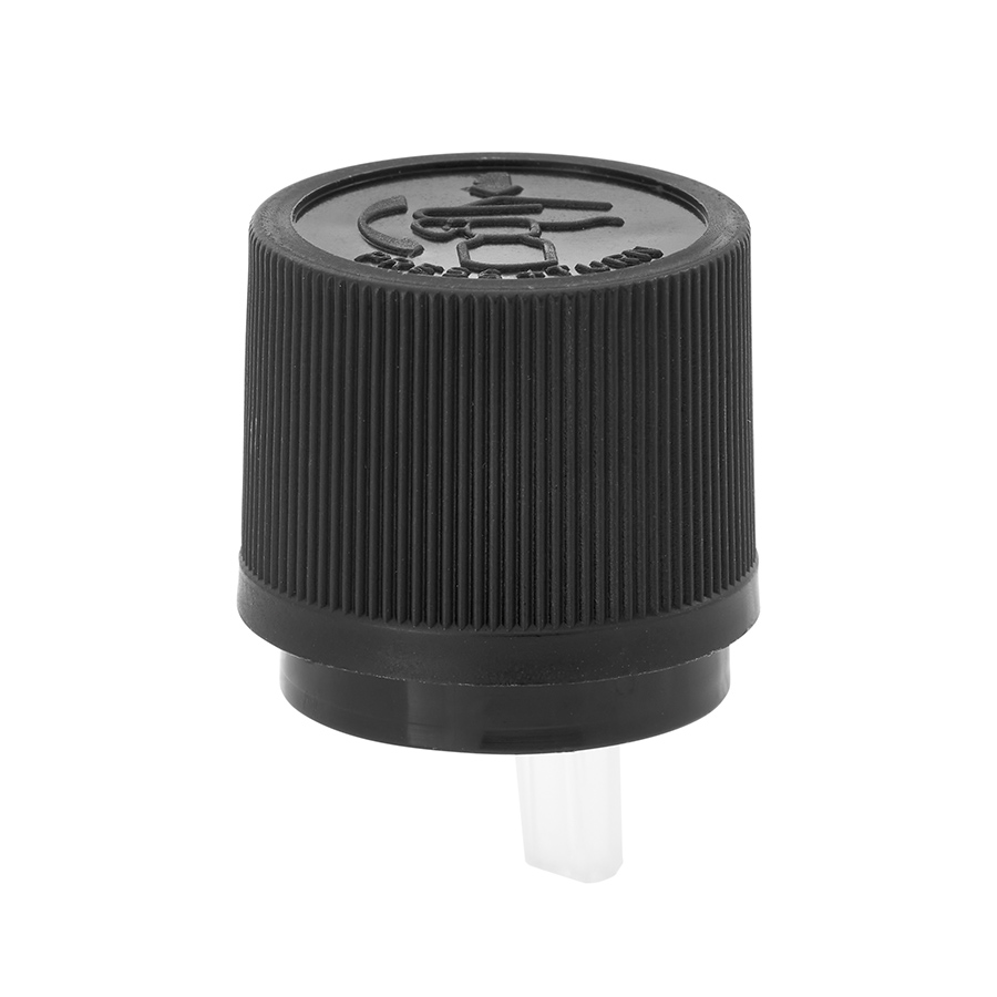 DIN/18mm Black Child Resistant & Tamper Evident Cap with Medium Vertical Dropper