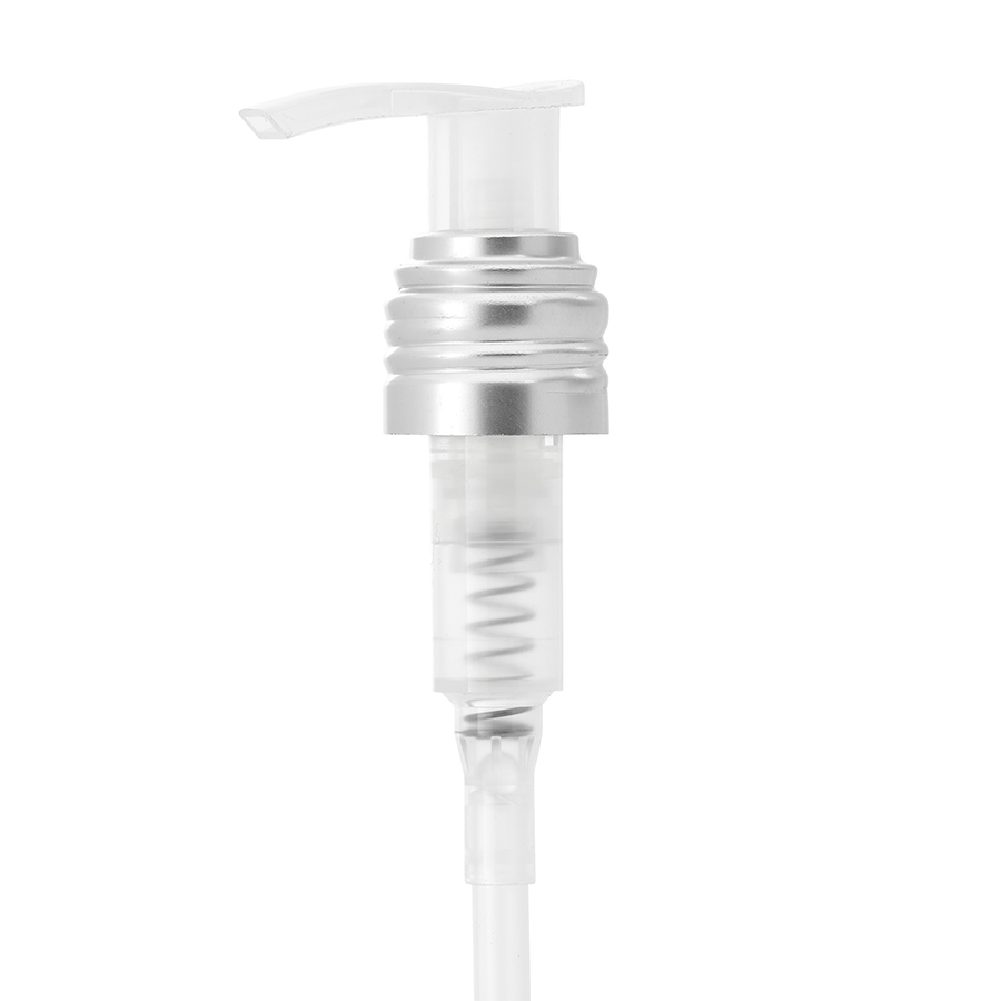 24mm/410 Natural Lock Up Lotion Pump with Matt Aluminium Threaded Closure