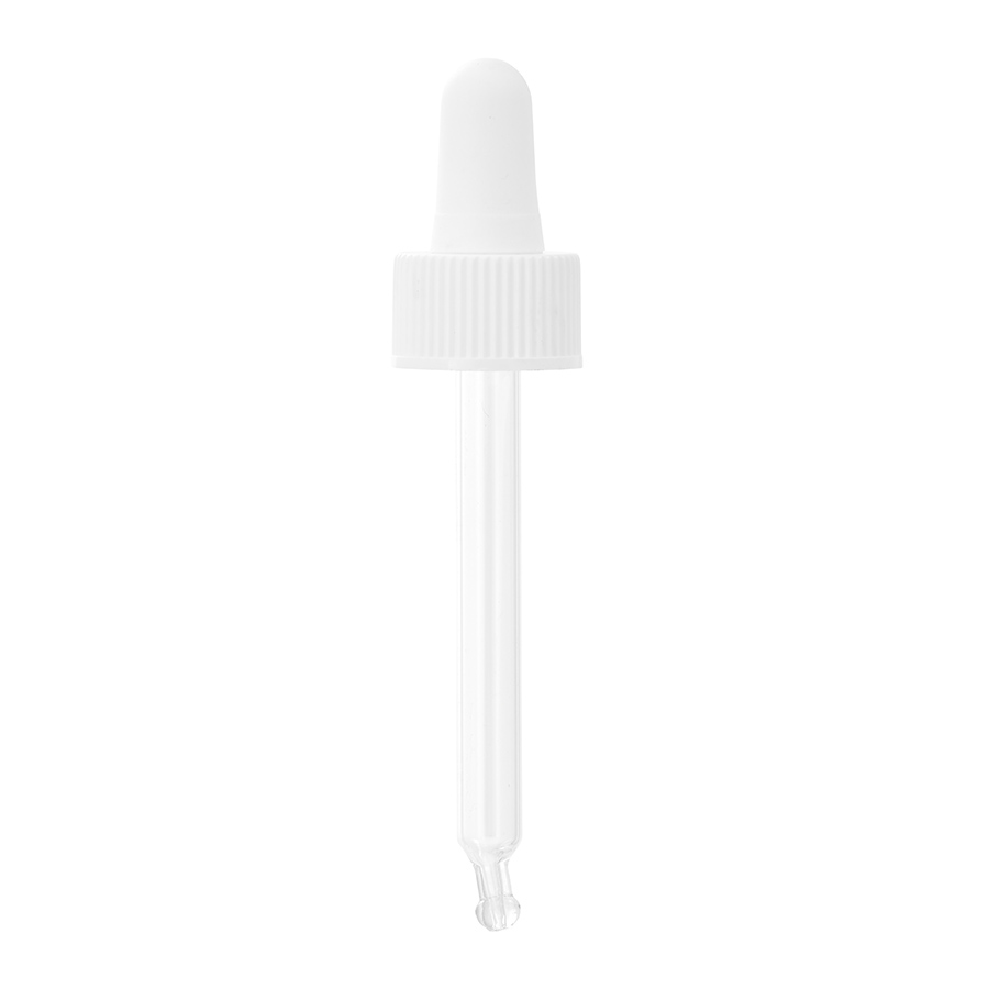DIN/18mm White/White Pipette to Fit 30ml Bottle - Length 77mm