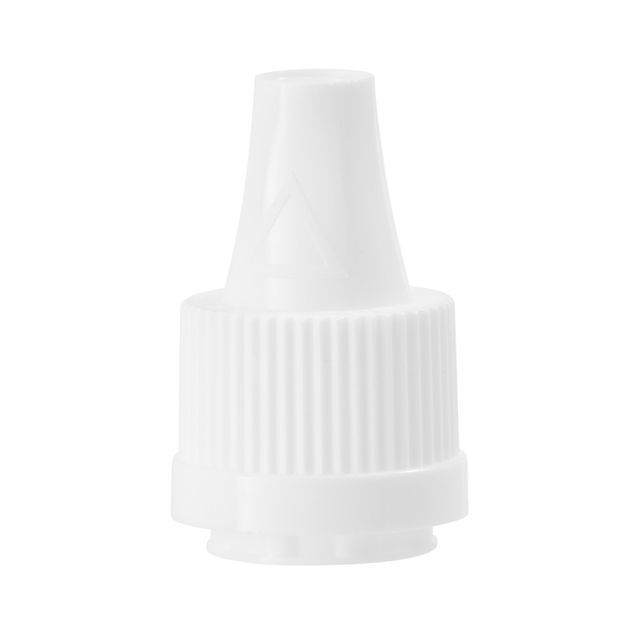 13mm White Ribbed Child Resistant and Tamper Evident Cap with Dropper Insert