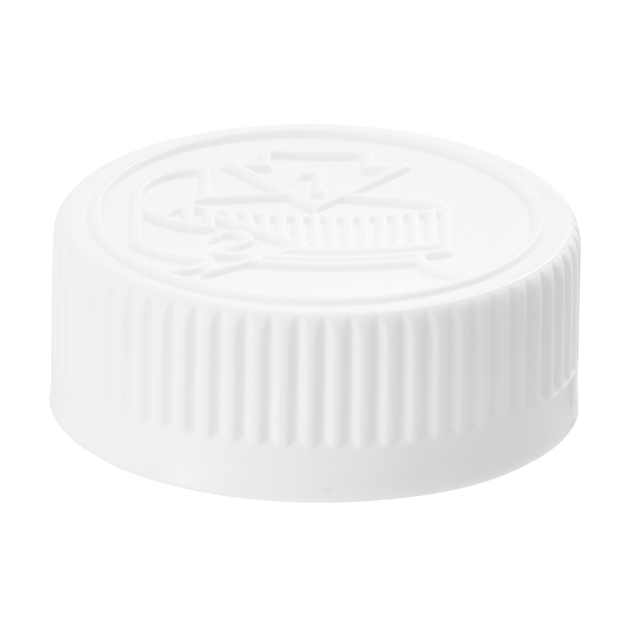38mm 400 White Ribbed Child Resistant Cap with EPE Liner