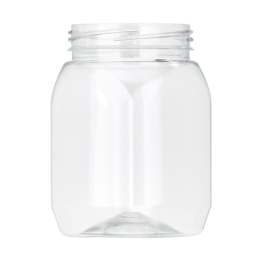 350ml Clear Square PET Jar with 63mm Twist Off Neck