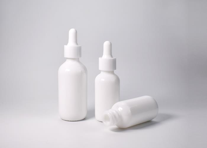ES-D436B-30ml Opal White Glass Boston Round Bottle