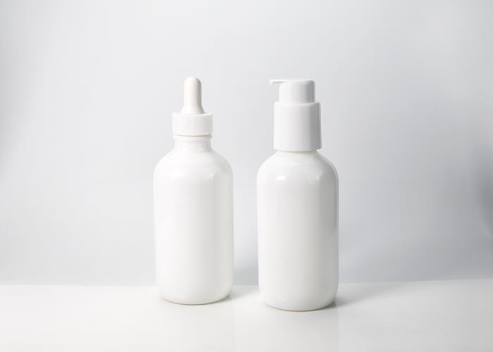 ES-D436B-120ml Opal White Glass Boston Round Bottle