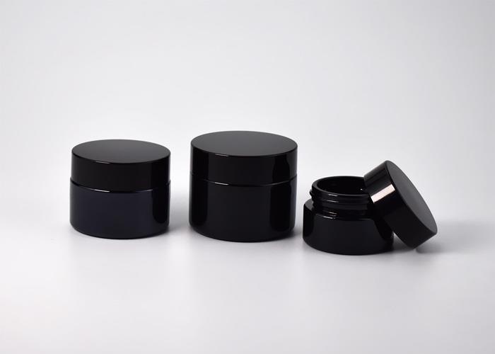 Circular Black Glass Cosmetic Jar 50 ml