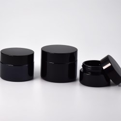 Circular Black Glass Cosmetic Jar 15 ml