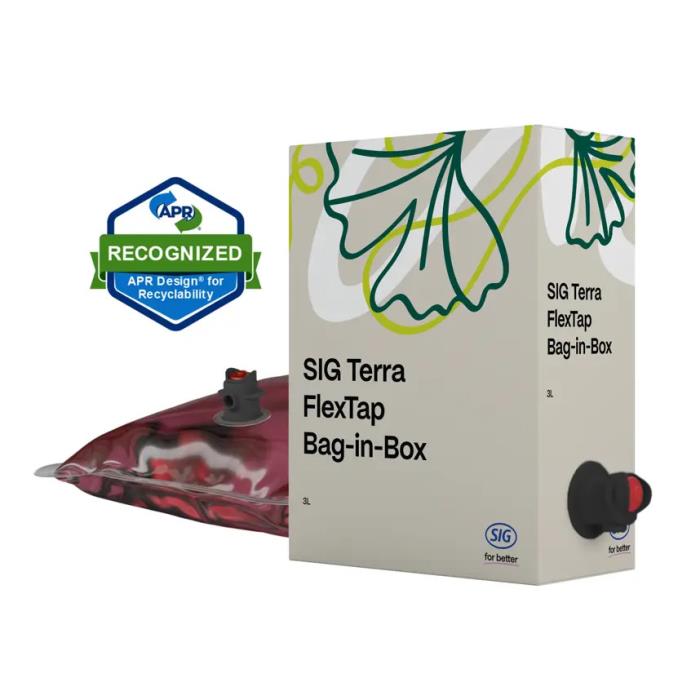 SIG announces APR Design® Recognized recycle-ready bag-in-box package for wine