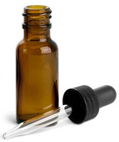 1/2 oz Amber Glass Round Bottles w/ Black Bulb Glass Droppers