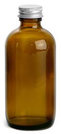 4 oz Amber Glass Round Bottles w/ Lined Aluminum Caps