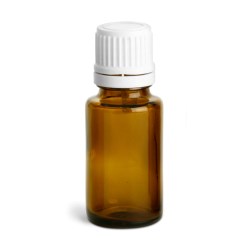 15 ml Amber Glass Euro Dropper Bottles w/ White Tamper Evident Caps & Orifice Reducers