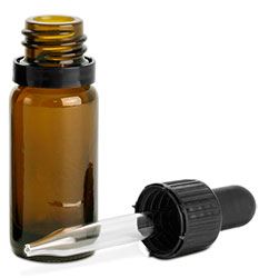 10 ml Amber Glass Round Bottles w/ Black Tamper Evident Glass Droppers