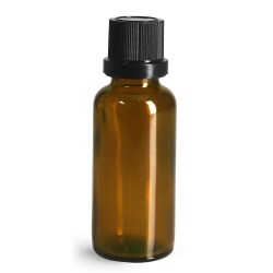 30 ml Glass Bottles, Amber Glass Euro Dropper Bottles w/ Black Tamper Evident Caps and Dropper Inserts