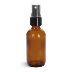 4 oz Glass Bottles, Amber Glass Boston Rounds w/ Smooth Black Fine Mist Sprayers