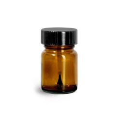 15 cc Amber Glass Bottle w/ Black Brush Cap