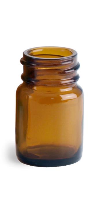 15 cc Amber Glass Pharmaceutical Round Bottles (Bulk), Caps NOT Included