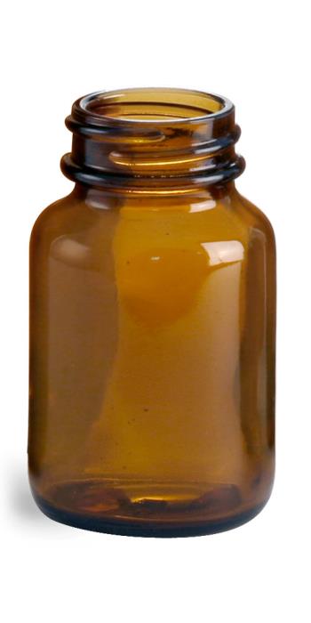 60 cc Amber Glass Pharmaceutical Round Bottles (Bulk), Caps NOT Included