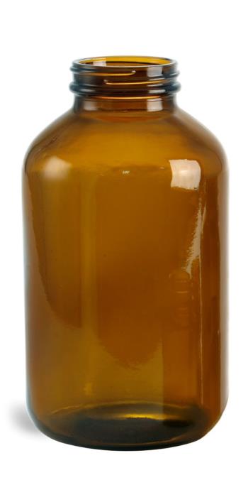 950 cc Amber Glass Pharmaceutical Round Bottles (Bulk), Caps NOT Included