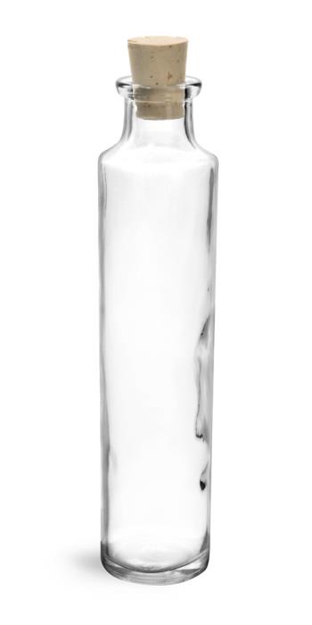 4 oz Clear Glass Tall Cylinder Bottles w/ Corks