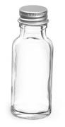 1/2 oz Clear Glass Round Bottles w/ Lined Aluminum Caps