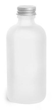 4 oz Frosted Glass Round Bottles w/ Lined Aluminum Caps