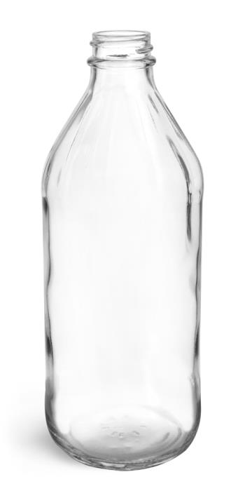 32 oz Clear Glass Vinegar Style Bottles (Bulk) Caps Not Included